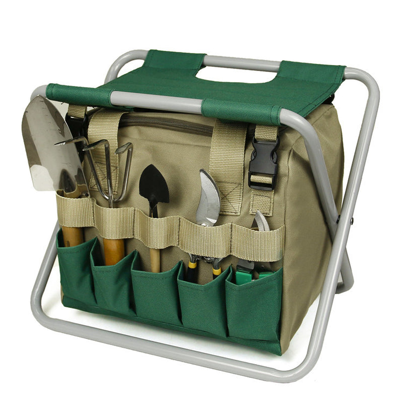 Gardening Stool with Tote Bag Chair Garden Tools Set Organizer