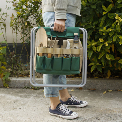 Gardening Stool with Tote Bag Chair Garden Tools Set Organizer