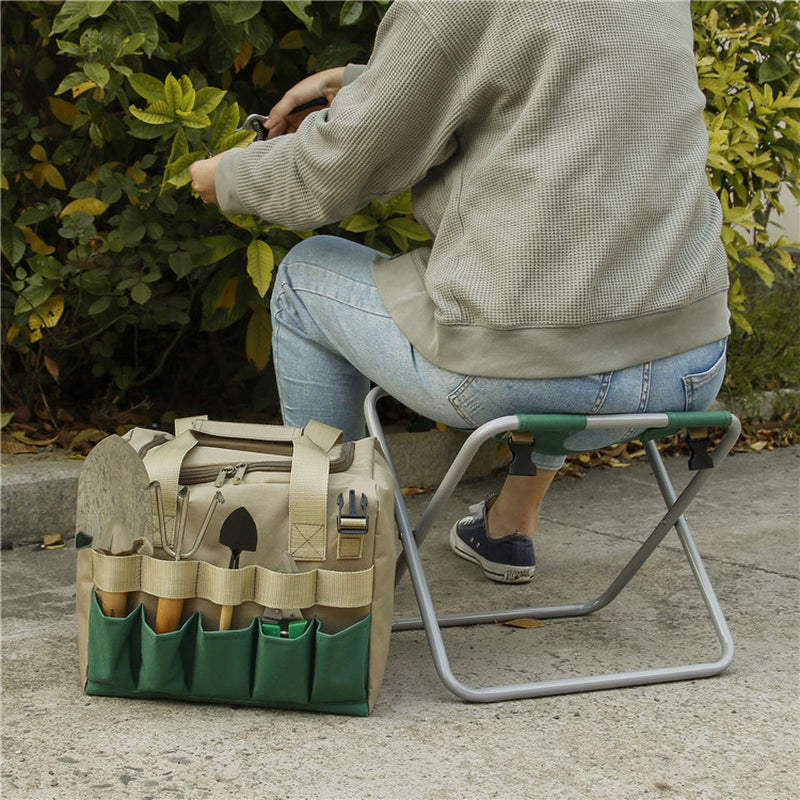 Gardening Stool with Tote Bag Chair Garden Tools Set Organizer