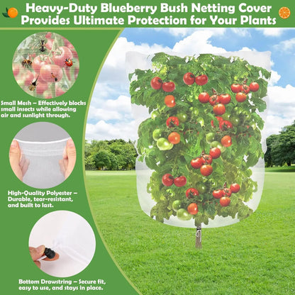 Plant Protection Bag Garden Netting Cover with Zipper Drawstring Garden Insect Netting Transparent Bird Plant Barrier Screen