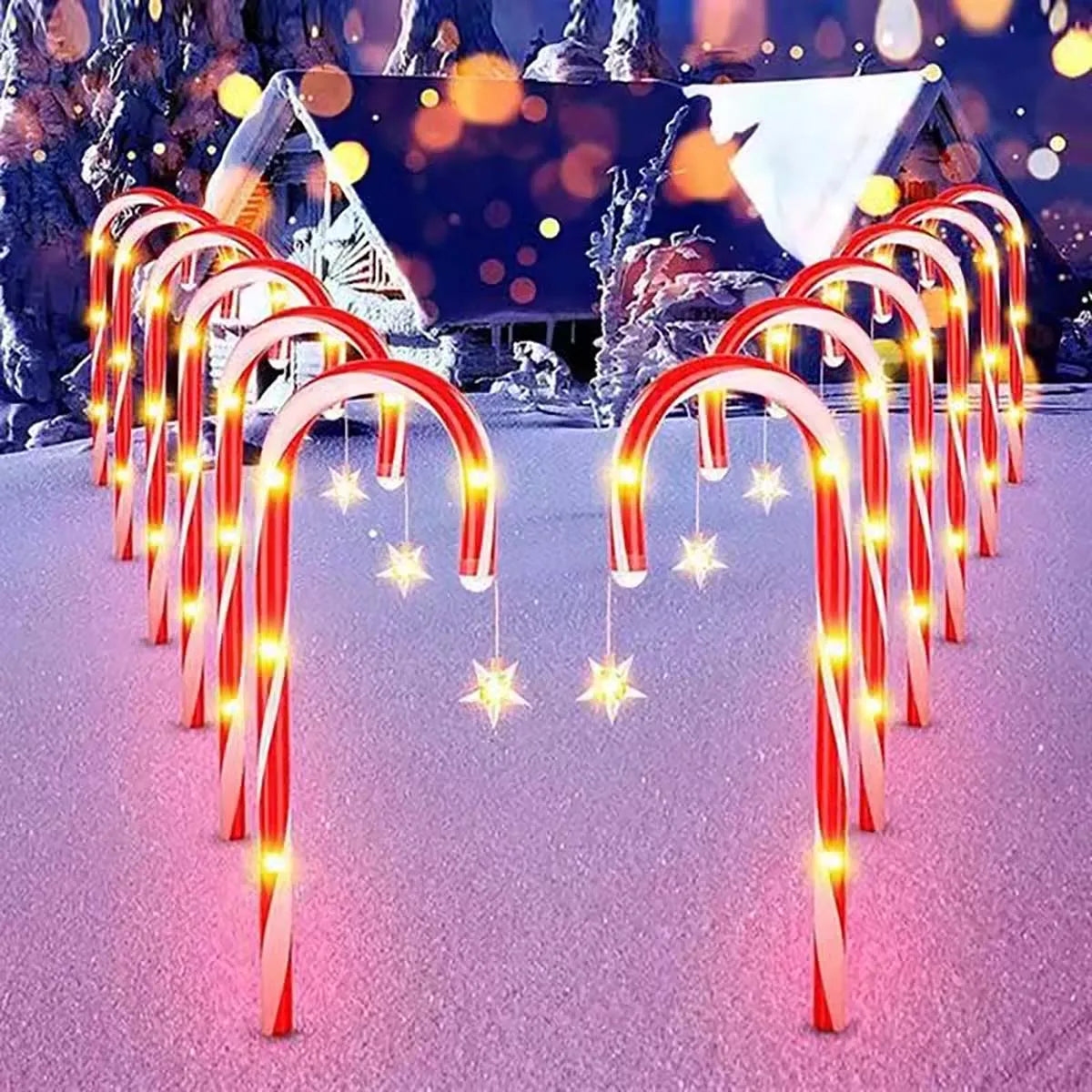 Solar Powered Garden Cane Lights, 8-Function Waterproof Decorative Lights, Christmas Candy Garden Lights