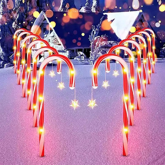Solar Powered Garden Cane Lights, 8-Function Waterproof Decorative Lights, Christmas Candy Garden Lights