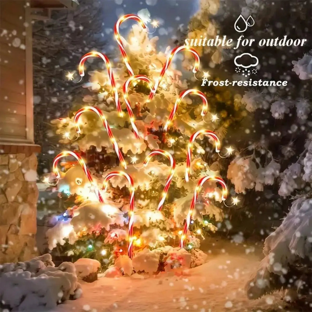 Solar Powered Garden Cane Lights, 8-Function Waterproof Decorative Lights, Christmas Candy Garden Lights