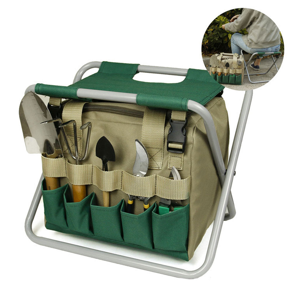 Gardening Stool with Tote Bag Chair Garden Tools Set Organizer